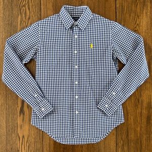 Ralph Lauren Sport Women’s Blue Gingham Oxford Button Up Shirt, Size 4